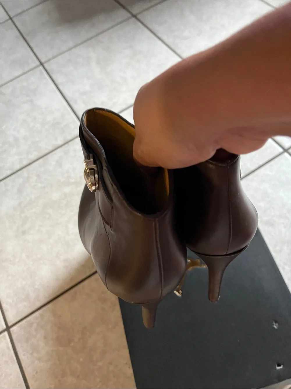 Coach women Brown Leather Chukka Boots with Side Buckle